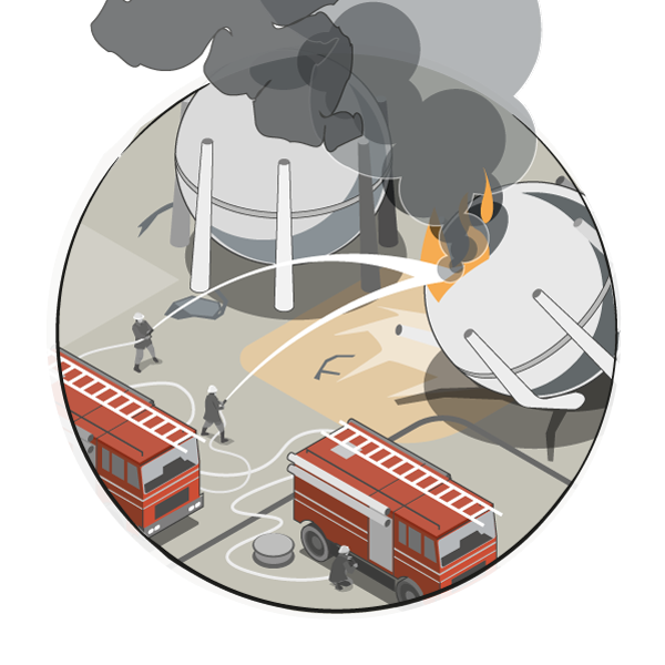 Illustration de l'explosion à la raffinerie de Feyzin en 1966