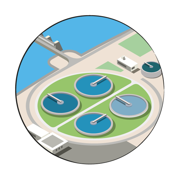 Illustration d'une station d'épuration dans la Vallée du Rhône.