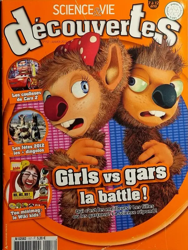 Couverture numéro 157 du Magazine Science et Vie Découvertes. Titre : Girls vs gars, la battle !
