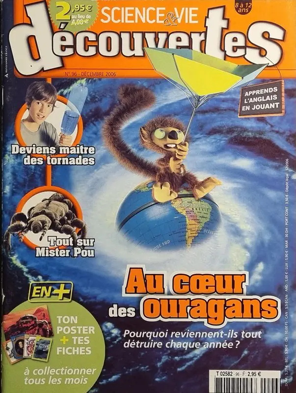 Couverture numéro 96 du Magazine Science et Vie Découvertes. Titre : au cœur des ouragans !