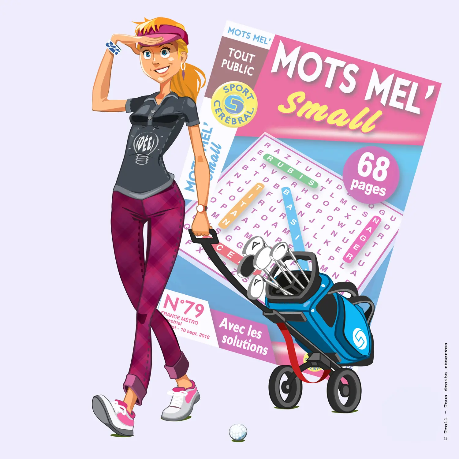 Femme qui tire son caddie de golf