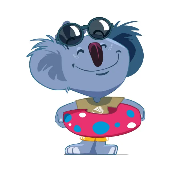 Illustration originale du koala Sandaya qui part à la plage.