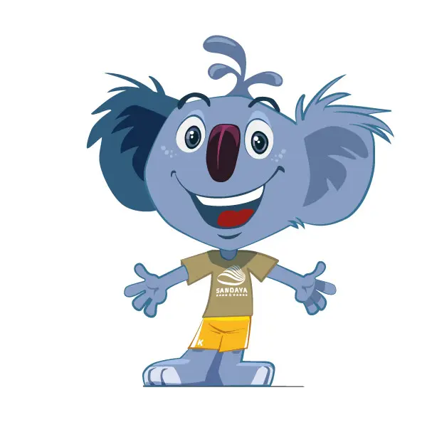 Illustration originale du koala Sandaya qui nous souhaite la bienvenue.