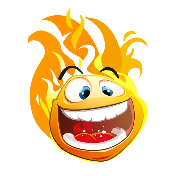 Illustration cartoon de la mascotte des bonbons Têtes Brûlées